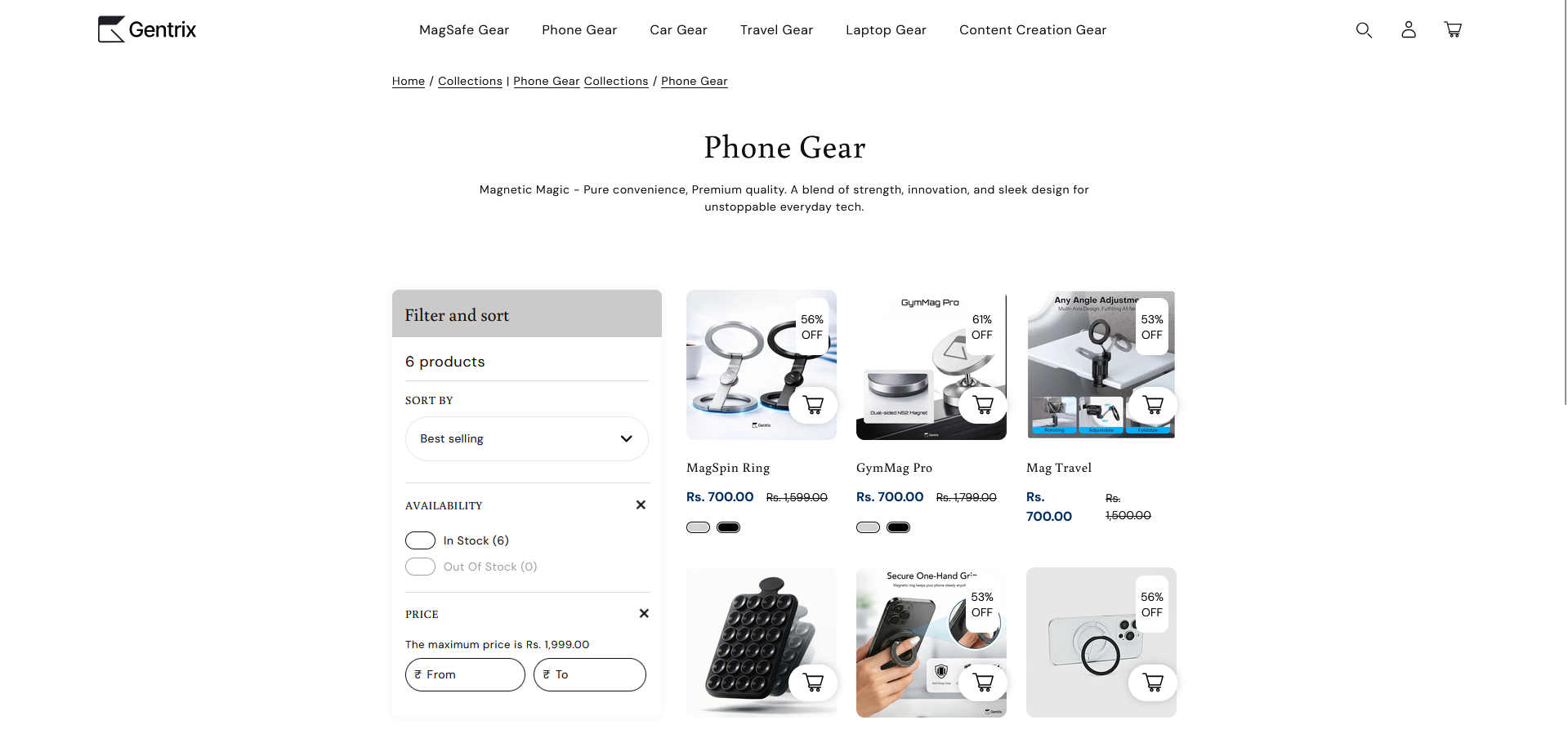 Gentrix Shopify desktop storefront placeholder